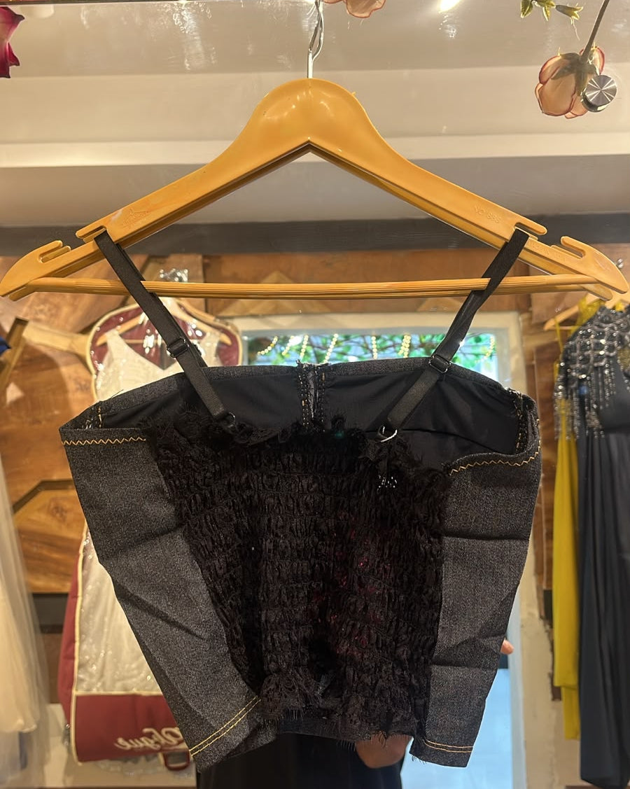 denim corset-style top