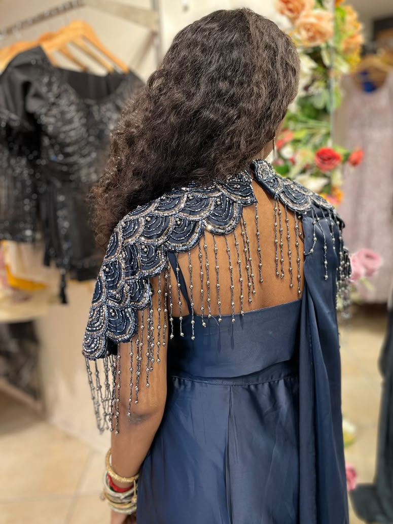 Navy Blue Indo-Western Dress RENTEL ONLY