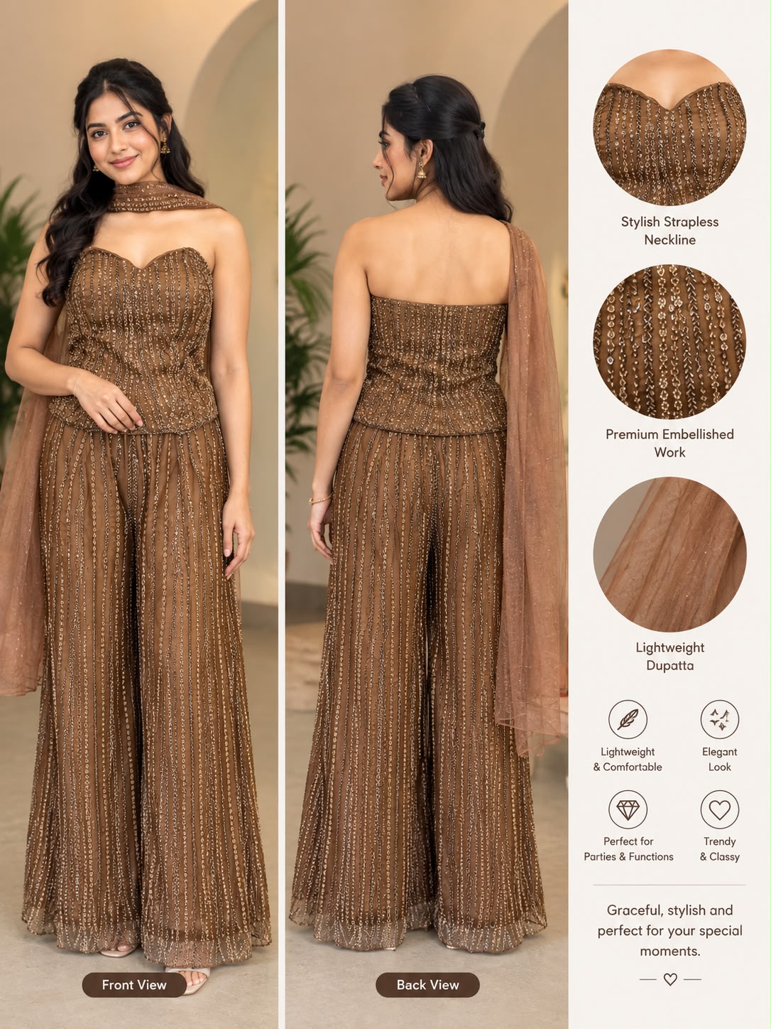 Brown & Gold Embellished Party RENTEL ONLY