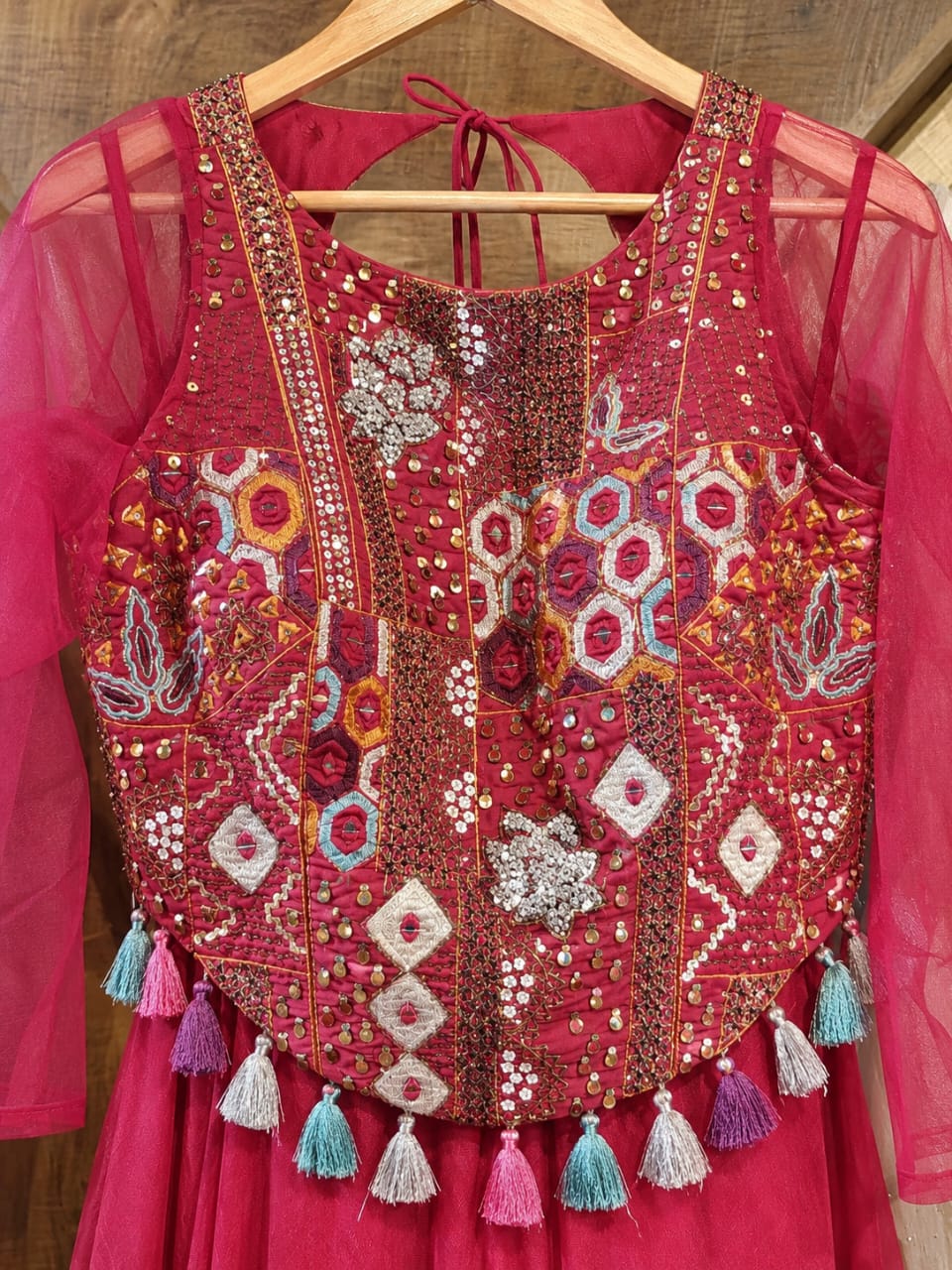 wine-red ethnic gown RENTEL ONLY