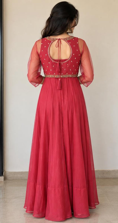 wine-red ethnic gown RENTEL ONLY