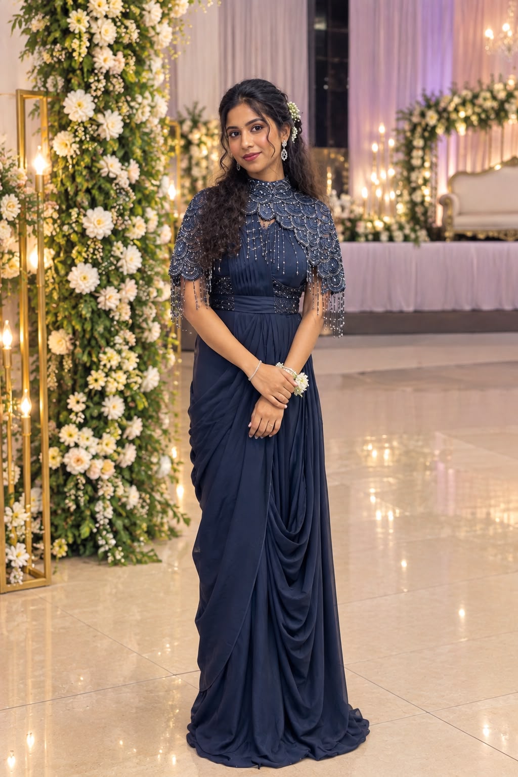 Navy Blue Indo-Western Dress RENTEL ONLY