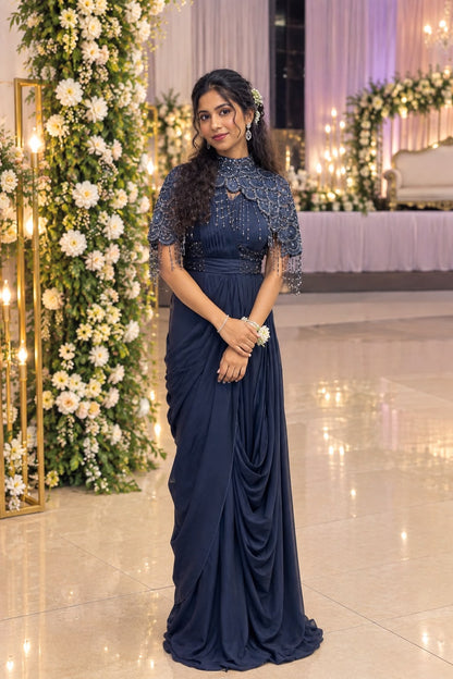 Navy Blue Indo-Western Dress RENTEL ONLY