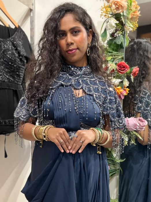 Navy Blue Indo-Western Dress RENTEL ONLY