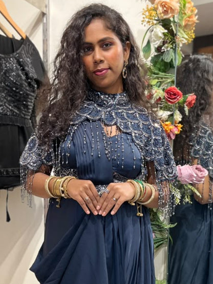 Navy Blue Indo-Western Dress RENTEL ONLY