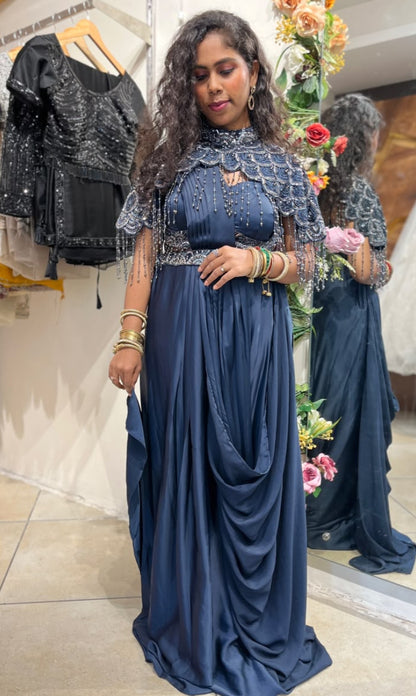 Navy Blue Indo-Western Dress RENTEL ONLY
