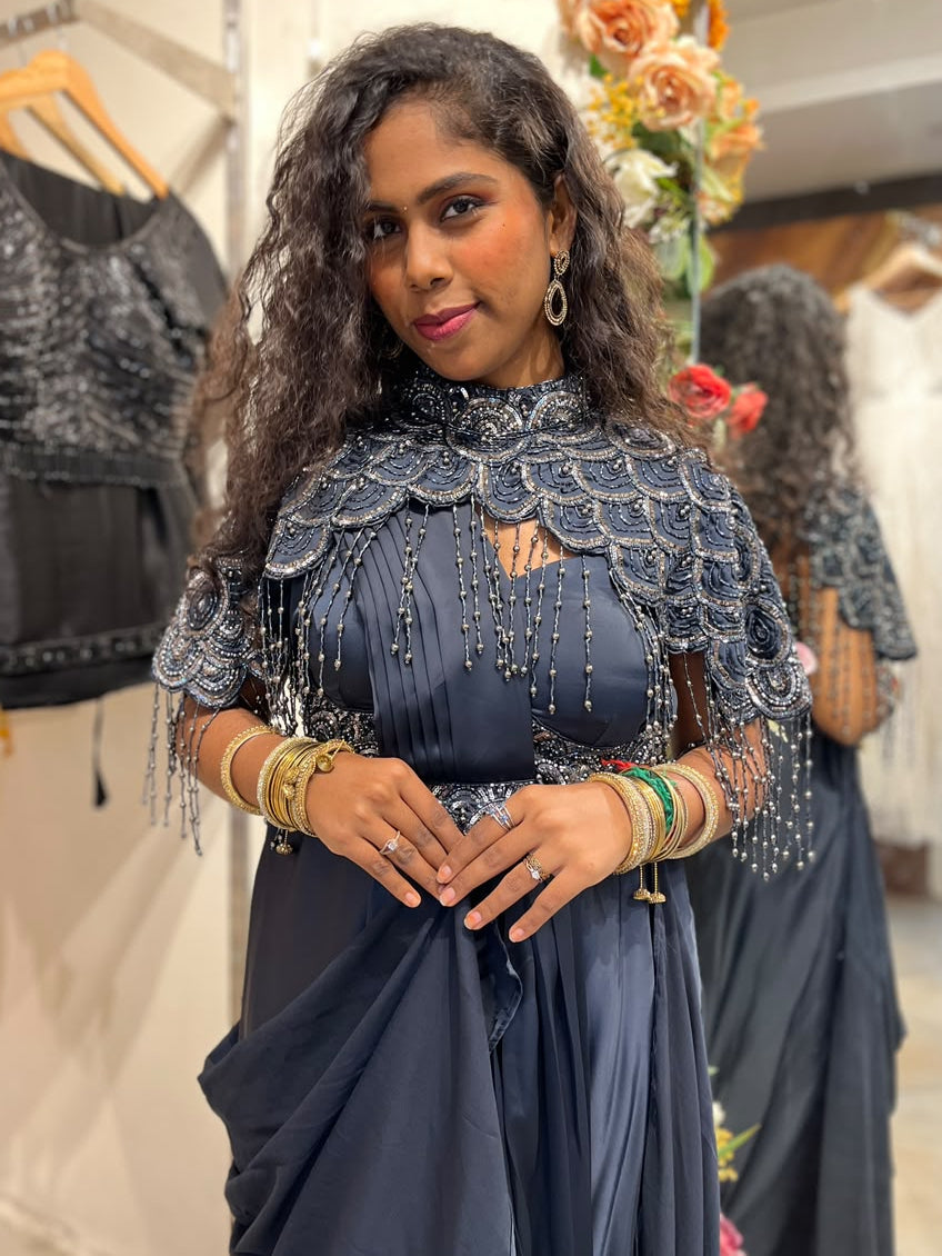 Navy Blue Indo-Western Dress RENTEL ONLY
