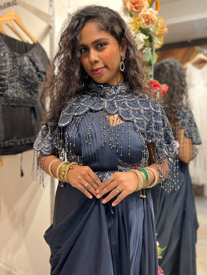 Navy Blue Indo-Western Dress RENTEL ONLY