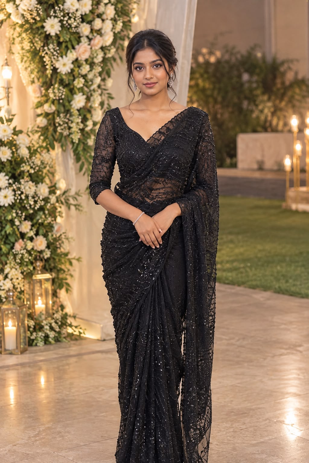Black Embellished Saree with Blouse RENTEL ONLY