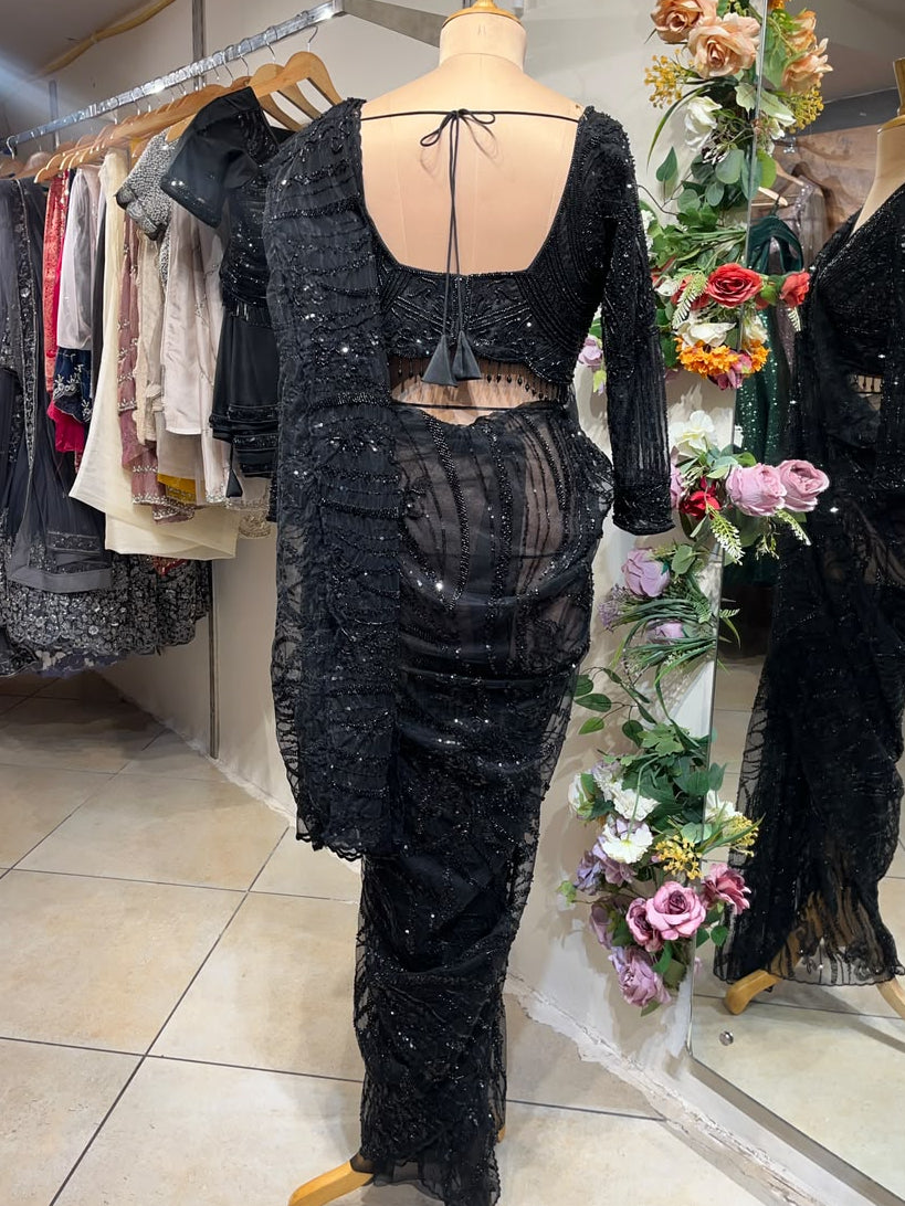 Black Embellished Saree with Blouse RENTEL ONLY