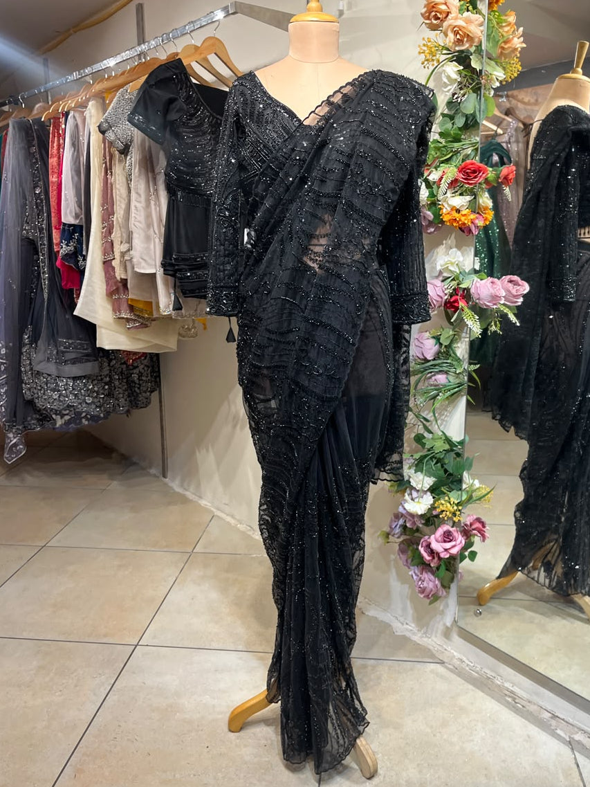 Black Embellished Saree with Blouse RENTEL ONLY