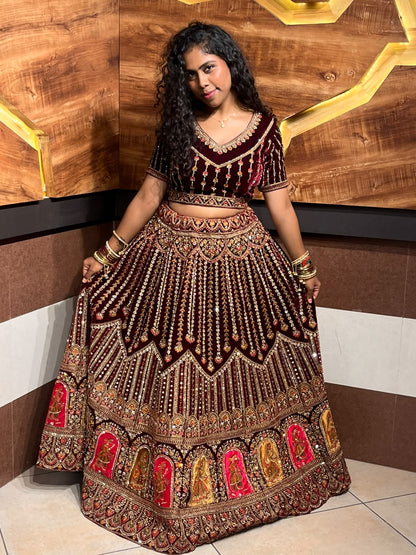 Maroon Embroidered Lehenga RENTEL ONLY