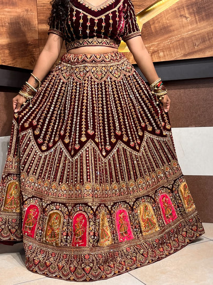 Maroon Embroidered Lehenga RENTEL ONLY