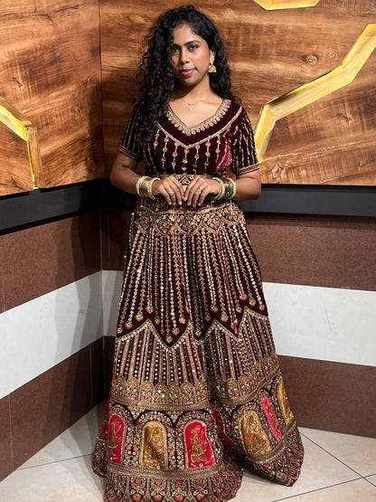 Maroon Embroidered Lehenga RENTEL ONLY