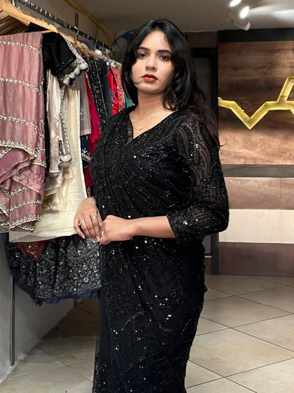 Black Embellished Saree with Blouse RENTEL ONLY