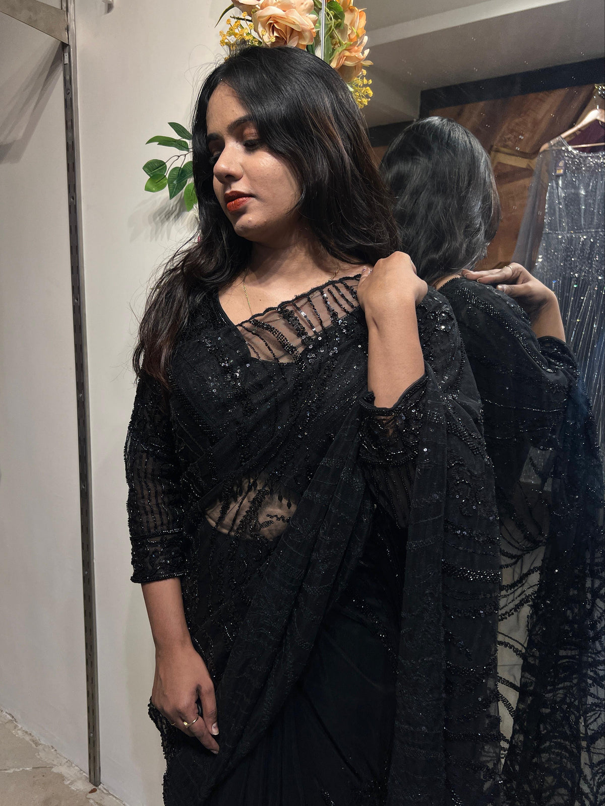 Black Embellished Saree with Blouse RENTEL ONLY
