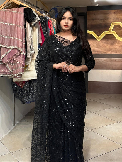 Black Embellished Saree with Blouse RENTEL ONLY